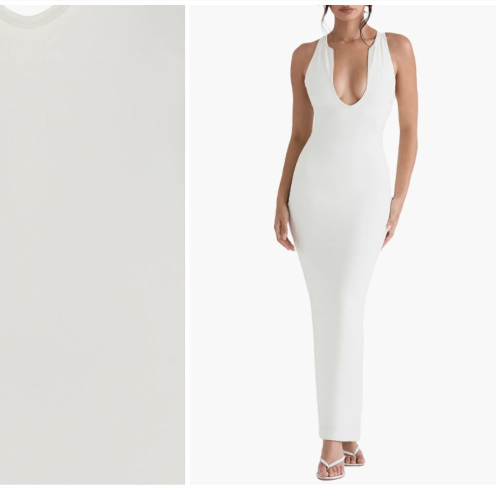 House of CB Eleanora Ivory Plunge Maxi Dress L+/XL - Picture 6 of 7